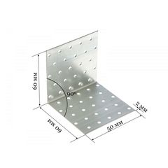 Крепежный уголок равносторонний KUR 2,0мм 60х60х50, фото  - Метэкс