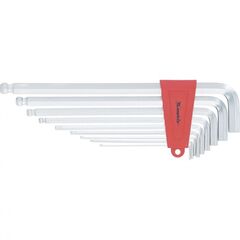 Набор ключей имбусовых 2-12 мм HEX 9 шт CrV экстра-длинные c шаром сатин MATRIX 16411, фото  - Метэкс