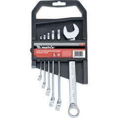 Набор ключей комбинированных 8-17 мм 6 шт полированный хром MATRIX 15416, фото  - Метэкс