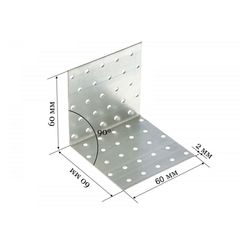 Крепежный уголок равносторонний KUR 2,0мм 60х60х60, фото  - Метэкс