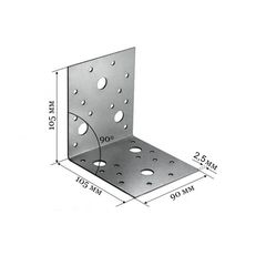 Крепежный уголок KU 2,5мм 105х105х90, фото  - Метэкс