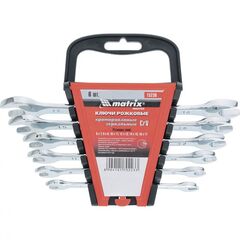 Набор ключей рожковых 6х17 мм 6 шт зеркальный хром MATRIX 15236, фото  - Метэкс