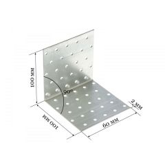 Крепежный уголок равносторонний KUR 2,0мм 100х100х60, фото  - Метэкс