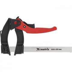 Струбцина реечная быстрозажимная рычажно-храповой механизм 160 х 90 х 240 мм MATRIX 20735, фото  - Метэкс