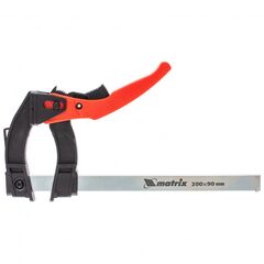 Струбцина реечная быстрозажимная рычажно-храповой механизм 200 х 90 х 290 мм MATRIX 20736, фото  - Метэкс