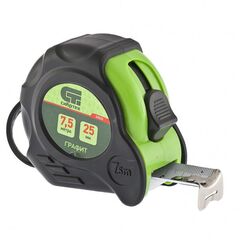 Рулетка 7,5 м х 25 мм Графит обрезиненный корпус амортизатор СИБРТЕХ 32533, фото  - Метэкс