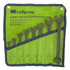 Набор ключей комбинированных 6-19 мм 8 шт фосфатированные СИБРТЕХ 15473, фото  - Метэкс
