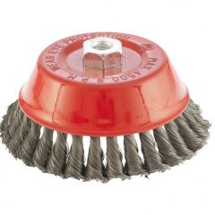 Щетка для УШМ 150 мм М14 "чашка" крученая проволока 0,35 мм MATRIX 74618, фото  - Метэкс