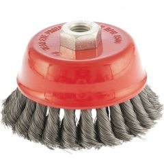 Щетка для УШМ 75 мм М14 "чашка" крученая проволока 0,8 мм MATRIX 74622, фото  - Метэкс