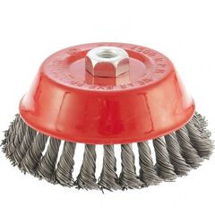 Щетка для УШМ 150 мм М14 "чашка" крученая проволока 0,8 мм MATRIX 74626, фото  - Метэкс