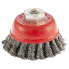 Щетка для УШМ 75 мм М14 "чашка" двухрядная крученая проволока 0,35 мм MATRIX 74676, фото  - Метэкс