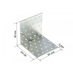 Крепежный уголок равносторонний KUR 2,0мм 40х40х50, фото  - Метэкс