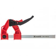 Струбцина реечная быстрозажимная усиленная рычажно-храповой механизм 200 х 100 х 351 мм MATRIX 20726, фото  - Метэкс