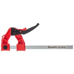 Струбцина реечная быстрозажимная усиленная рычажно-храповой механизм 250 х 100 х 401 мм MATRIX 20727, фото  - Метэкс