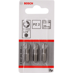 Бита PZ2 25 мм 3 шт BOSCH 2607001558, фото  - Метэкс