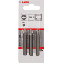Бита PH2 51 мм ХН 3 шт BOSCH 2607001522, фото  - Метэкс