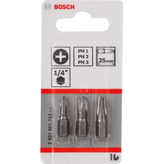 Бита PH1-2-3 25 мм 3 шт ХН BOSCH 2607001752, фото  - Метэкс