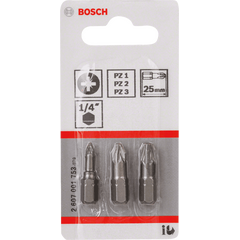 Бита РZ1-2-3 25 мм 3 шт ХН BOSCH 2607001753, фото  - Метэкс