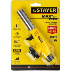 Горелка газовая "MaxTerm" на баллон с пьезоподжигом STAYER 55584, фото  - Метэкс