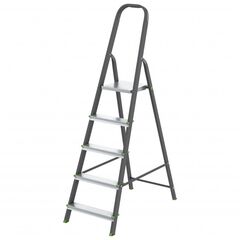 Стремянка 5 ступеней стальной профиль алюминиевые ступени Сибртех 97955, фото  - Метэкс