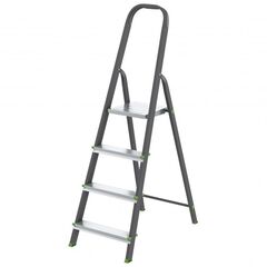 Стремянка 4 ступени стальной профиль алюминиевые ступени Сибртех 97954, фото  - Метэкс