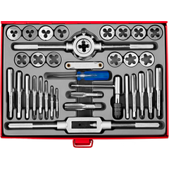 Набор метчиков и плашек 35 предметов 9ХС ЗУБР 28117-Н35_z01, фото  - Метэкс