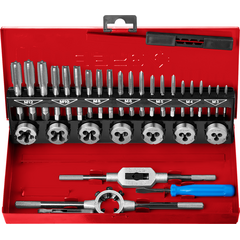 Набор метчиков и плашек 32 предмета 9ХС ЗУБР 28129-Н32_z01, фото  - Метэкс