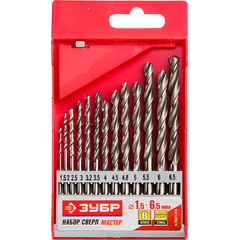Набор сверл по металлу 1,5-6,5мм (13 шт) Р6М5 ЗУБР 29626-H13, фото  - Метэкс