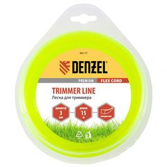 Леска для триммера квадратная 3,0 мм х 15 м Flex cord Denzel 96117, фото  - Метэкс