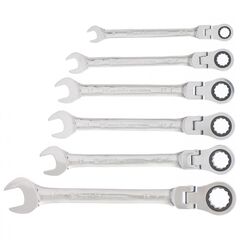 Набор ключей комбинированных трещоточных шарнирных 6 шт MATRIX 14897, фото  - Метэкс