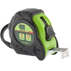 Рулетка 5 м х 19 мм Графит обрезиненный корпус амортизатор СИБРТЕХ 32531, фото  - Метэкс