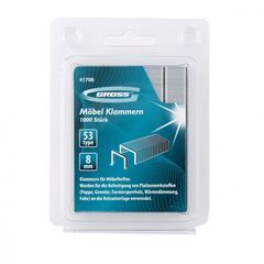 Скобы 8 мм для мебельного степлера усиленные тип 53 1000 шт GROSS 41708, фото  - Метэкс