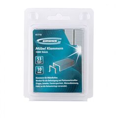 Скобы 10 мм для мебельного степлера усиленные тип 53 1000 шт GROSS 41710, фото  - Метэкс