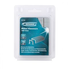 Скобы 14 мм для мебельного степлера усиленные тип 53 1000 шт GROSS 41714, фото  - Метэкс