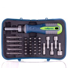 Отвертка реверсивная с набором бит 35 предметов СИБРТЕХ 13337, фото  - Метэкс