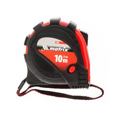 Рулетка 10 м х 32 мм Status Magnet 3 fixations обрезиненный корпус зацеп с магнитом MATRIX 31000, фото  - Метэкс