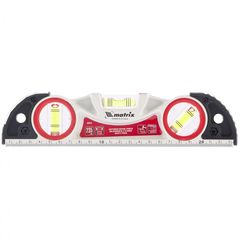 Уровень алюминиевый 235 мм литой, фрезерованный, 3 глазка, две ударные площадки, MATRIX 34910, фото  - Метэкс