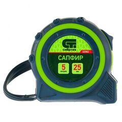 Рулетка 5 м х 25 мм Сапфир двухкомпонентный корпус СИБРТЕХ 32582, фото  - Метэкс