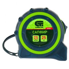 Рулетка 7,5 м х 25 мм Сапфир двухкомпонентный корпус СИБРТЕХ 32583, фото  - Метэкс