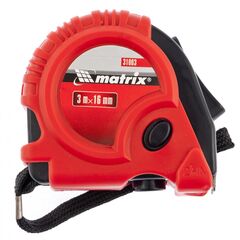 Рулетка 3 м х 16 мм Rubber обрезиненный корпус MATRIX 31003, фото  - Метэкс