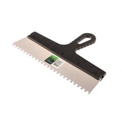 Шпатель из нержавеющей стали 300 мм зуб 6x6 мм пластмассовая ручка СИБРТЕХ 85467, фото  - Метэкс