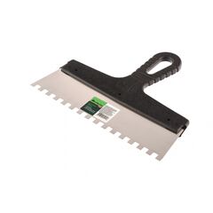 Шпатель из нержавеющей стали 250 мм зуб 8x8 мм пластмассовая ручка СИБРТЕХ 85474, фото  - Метэкс