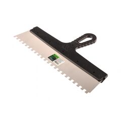 Шпатель из нержавеющей стали 350 мм зуб 8x8 мм пластмассовая ручка СИБРТЕХ 85477, фото  - Метэкс