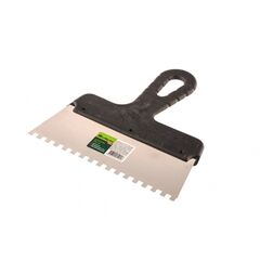 Шпатель из нержавеющей стали 200 мм зуб 6 х 6 мм пластмассовая ручка СИБРТЕХ 85464, фото  - Метэкс