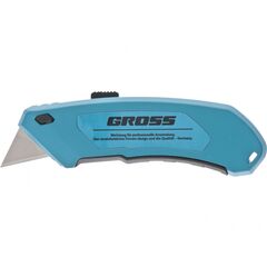 Нож 130 мм алюминиевый корпус выдвижное трапецевидное лезвие 18 мм GROSS 78899, фото  - Метэкс
