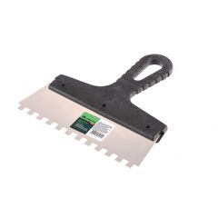 Шпатель из нержавеющей стали 200 мм зуб 8 х 8 мм пластмассовая ручка СИБРТЕХ 85473, фото  - Метэкс