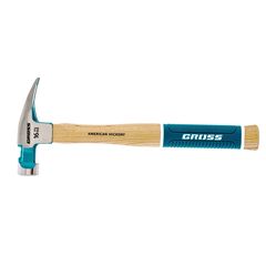 Молоток-гвоздодер 450 г угол 75 магнит обрезиненная рукоятка AMERICAN HICKORY GROSS 10418, фото  - Метэкс