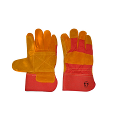 Перчатки РОСМАРКА спилковые комбинированные усиленные желтый/красный Р2007, фото  - Метэкс
