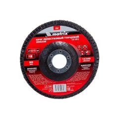 Круг лепестковый торцевой 125 х 22,2 мм зернистость P80 MATRIX 74044, фото  - Метэкс