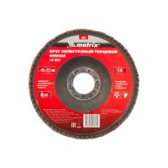 Круг лепестковый торцевой 125 х 22,2 мм зернистость P24 MATRIX 74041, фото  - Метэкс